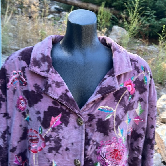 Indigo Moon NWOT embroidered beaded velvetine button up lined jacket size 2X - Picture 2 of 14
